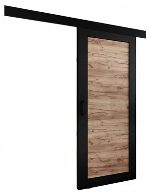 Produktbild von KierMoebel Schiebetür Komplettset ADIO 2, Wohnzimmer Schiebetür Schwarz & Craft Gold 96x205x3,2 cm
