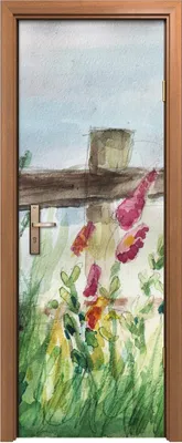 Produktbild von Türposter 70x200 cm Türaufkleber Türtapete Türfolie Klebefolie groß Aquarell Blumenfeld
