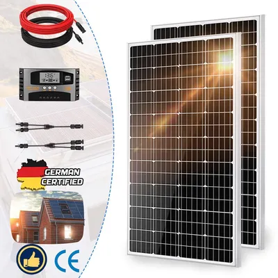 Produktbild von 200W Monokristallin Solarpanel Set PV Solarmodul für RV Boote Holzhäuser und Balkonkraftwerk