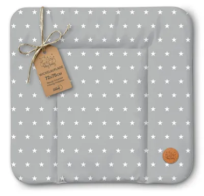 Produktbild von Wickelauflage Wickelunterlage abwaschbar und wasserdicht 75x72 cm - Wickelmatte zum Auflegen auf Wickeltisch Wickelaufsatz Wickelkommode oder Waschmaschine 75 x 72 Sterne und Grau