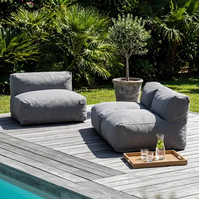 Produktbild von Graue modulare 3-Sitzer-Gartenmöbel - Oviala Mixi