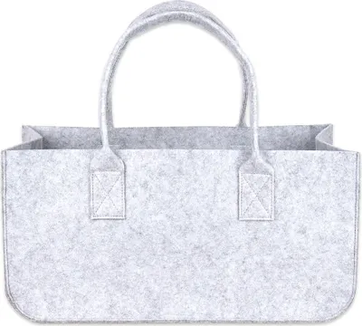 Produktbild von Schramm® 1 oder 2 Stück Filztasche Tasche aus Filz in hellgrau 50x25x25 cm Kaminholztasche Holzkorb Einkaufstasche Filzkorb Zeitungskorb Shopper Taschen Filztaschen, Anzahl:1