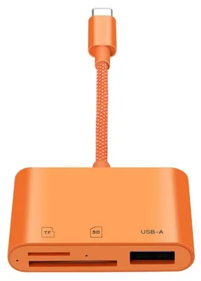 Produktbild von INF Type-C 3-in-1 Kartenleser SD TF USB ABS 10cm für iPad und MacBook Orange