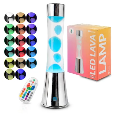 Produktbild von FISURA LED Lavalampe RGB Fernbedienung 17 Farben Original Lampe – Rgb Chrom