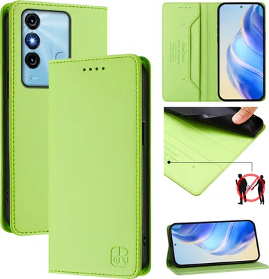 Produktbild von Lederhülle für itel P38/itel S17/itel Vision 3 Hülle Flip Brieftasche Kartenfächern Ständer Schutzhülle Grün