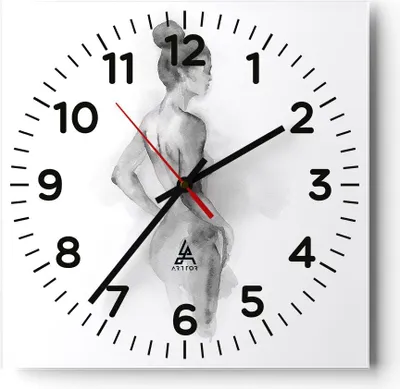 Produktbild von Wanduhr - Quadrat - Glasuhr - Frau Körper Stück - 30x30cm - Schleichendes Uhrwerk - Lautlos - zum Aufhängen bereit - Dekoration Modern - Wanddekoration aus Glas - C4AC30x30-4995