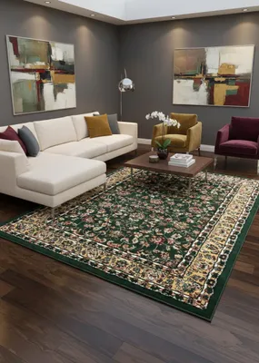 Produktbild von Teppich Orientalisch kurzflor Klassisch Wohnzimmer, Esszimer, Flur- Grün