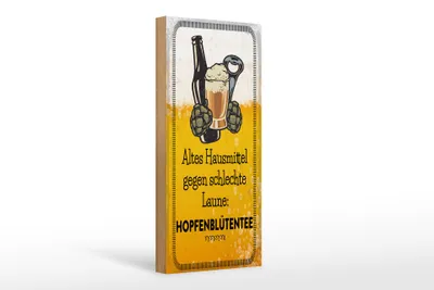 Produktbild von Holzschild  Altes Hausmittel Hopfenblütentee, 27 x 10 cm, Holzschilder Spruch Alkohol