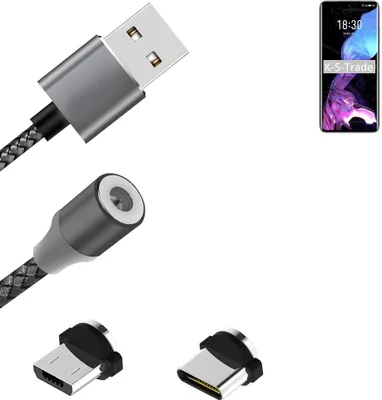 Produktbild von K-S-Trade Hochwertiges Magnet-Lade-kabel Sync-Kabel Daten-Kabel für Meizu 18 mit USB-Typ-C-Anschluss und Micro-USB-Anschluss 2A bis zu 480mbps