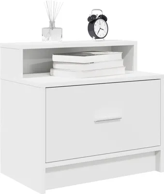 Image de vidaXL Tables de nuit avec tiroir 2 pcs. Blanc 51x31x47 cm
