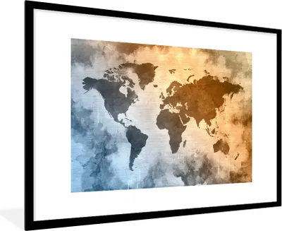 Produktbild von MuchoWow® MuchoWow® Gerahmtes Poster Weltkarte - Farben - Abstrakt 90x60 cm - Poster mit zchwarzem Bilderrahmen - Wanddekoration - Fotos
