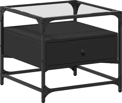 Produktbild von vidaXL Couchtisch mit Glasplatte Schwarz 50x50x45 cm Stahl