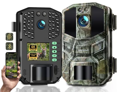 Zdjęcie produktu dla Kamera do obserwacji dzikiej przyrody, 64 MP, 4K HD, z Wi-Fi i funkcją nocnego widzenia