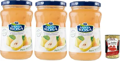 Produktbild von Santa Rosa, Confettura di Pere Williams, Birne marmelade Brotaufstrich, Pear jam, ideal für Desserts und Kuchen 3x 350g + Italian Gourmet polpa 400g