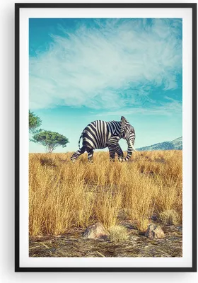 Produktbild von Gerahmtes Poster - Schwarzer Rahmen - Surreal Elefant Rippen - 61x91,5 cm - Wand Bild - Wanddeko - Wandbilder - Kunstposter - Wandposter - Bilderrahmen - Bilder - Kunstdruck - P2BPA61x91-4717