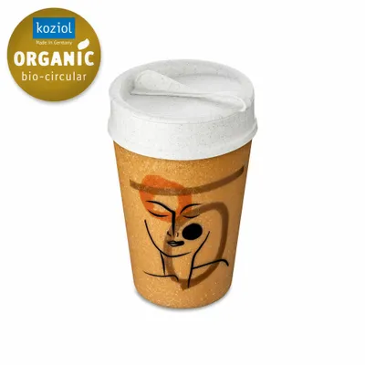 Immagine prodotto di Koziol Thermobecher Iso To Go Face, Isolierbecher, Kunststoff, Nature Wood, Org.White, 400 ml, 8002119
