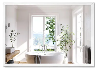 Produktbild von Moderner Spiegel Mit Weißem Rahmen – Ideal Für Das Badezimmer – 70 x 50 cm