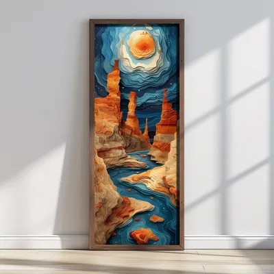Image de Wallity, LONG012-S/120-40, tableau décoratif encadré en MDF, multicolore, 100 % MDF, 40 x 120 cm