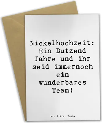 Produktbild von Mr. & Mrs. Panda Grußkarte Spruch 12. Hochzeitstag Nickelhochzeit - Weiß - Geschenk, romantische Geschenke, Ehejubiläum, Heirat, Feier, osterkarten, Heiraten, Ehe