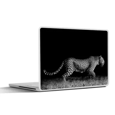 Produktbild von MuchoWow® Laptop Aufkleber Sticker Cover Wildtiere - Leopard - Gras - Schwarz - Weiß 30x22 cm - Laptop-Sticker