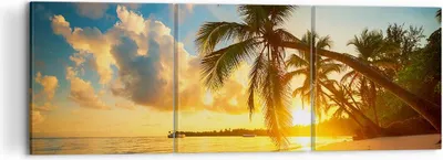 Produktbild von Bild auf Leinwand - Leinwandbild - Meer Strand Palme - 120x40cm - Wand Bild - Wanddeko - Wandbilder - Leinwanddruck - Bilder - Kunstdruck - Wanddekoration - Leinwand bilder - Wandkunst - CA120x40-3922