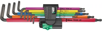 Zdjęcie produktu dla Zestaw kluczy kątowych, długich, 9-częściowy, T8–T40, z łbem kulistym, kolorowy, Wera | 4013288193544