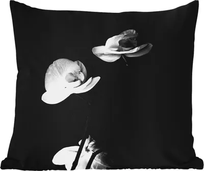 Produktbild von MuchoWow® Outdoor Kissen - Orchidee - Blumen - Schwarz - Weiß - Stilleben - 40x40 cm - Wetterfest - Lounge Kissen - Kopfkissen - Interieur - Polster mit Bild