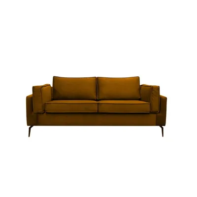 Produktbild von Sofa BADEN 2 – modernes 2-Sitzer Sofa aus Samtstoff für Esszimmer und Wohnzimmer in Senfgelb Monolith 48
