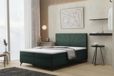 Produktbild von Boxspringbett Schlafzimmerbett PONCE 160x220cm in Stoff Riviera Grün