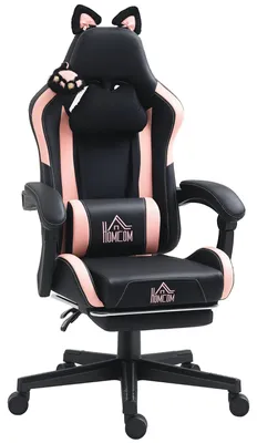 Obrázok produktu pre Herná stolička – model 921-794V00BK – Ergonomická kancelárska stolička – Čierna – Výškovo nastaviteľná – S bedrovou opierkou – S podnožkou – S podrúčkami
