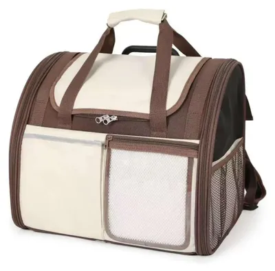 Imagen del producto de Transportador para mascotas para bicicleta, capacidad de carga de 9 kg, diseño portátil, color caqui