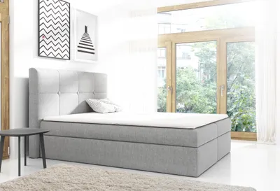 Produktbild von Boxspringbett LINGO , Pocket Matraze Topper , 180 x 200 cm , ( Hellgrau - Inari 91 )