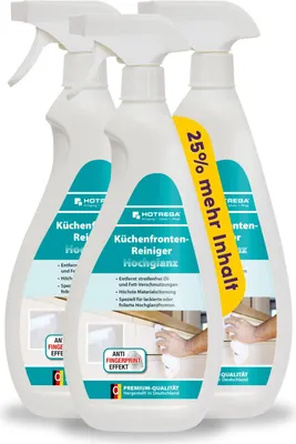 Produktbild von HOTREGA Küchenfronten Reiniger Hochglanz 750 ml | pH-neutral, fettlösend & streifenfrei | für lackierte, folierte & glänzende Oberflächen