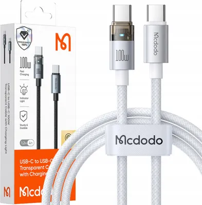 Immagine prodotto di Mcdodo Cavo USB-C Ricarica rapida USB tipo C 5A 100W 1M LED bianco