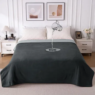 Produktbild von Wasserdichte Decke für Paare, Wendbare Waschbare Kuscheldecke 203x229 cm, Dunkelgrau/Hellgrau