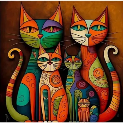 Produktbild von Diamantmosaik, moderne Kunst, Katzen, 30x40 cm, kreative Diamanten