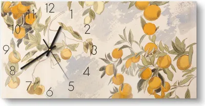 Produktbild von DEQORI Glasuhr 60x30 cm Zahlen 'Orangenpracht' Wanduhr Glas Uhr Design leise Küchenuhr