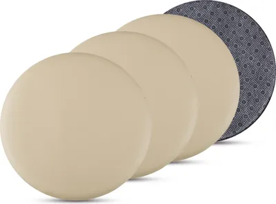 Image de Coussin de chaise ⌀ 38cm similicuir avec antidérapant Taupe, lot de 4