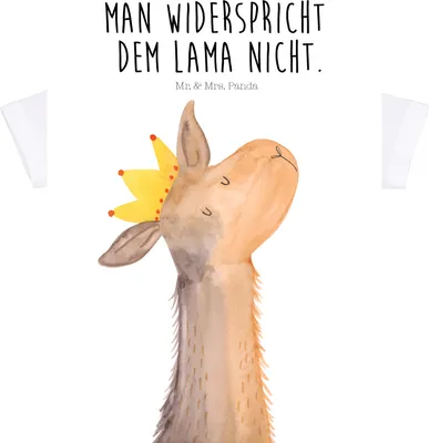 Produktbild von Mr. & Mrs. Panda Babyshirt Lamakopf König 12. - 18. Monat - Weiß - Geschenk,  Baby T-Shirt, Lamas, Shirt, Lama, Freundin, Mama, Abitur, Baumwolle, Kinder Top, Chef