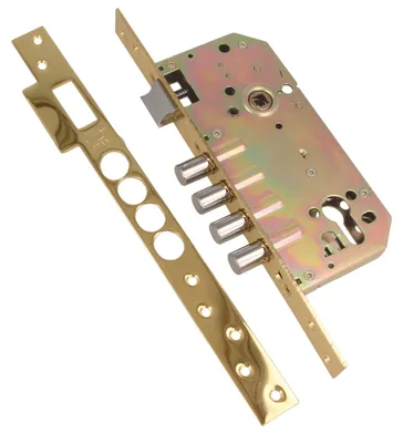 Image de Serrures à encastrer Amig pour portes en bois, modèle 100 BASE - 50/85 mm - sans cylindre ni plaque de sécurité - Poignée réversible - Laiton et acier, laqué