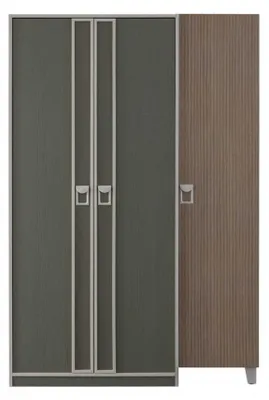 Produktbild von Kindermöbel Garnitur Kinderzimmer Bett Kinderbett Grau Holz Set 4tlg