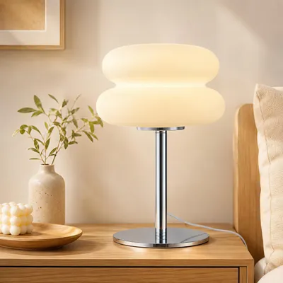 Produktbild von Nachttischlampen, LED Tischlampe, USB-Stecker, Dimmbare kuppelförmige Tischleuchte, 3 Lichtfarben Schreibtischlampe, Dekotischlampe Weiß