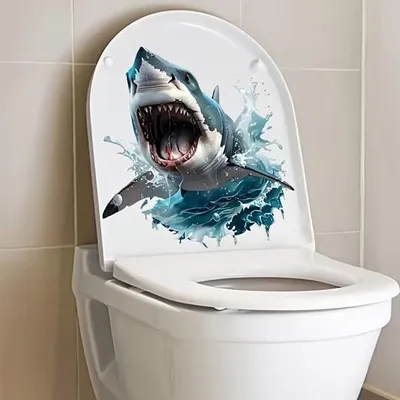 Produktbild von GKA WC Deckel Aufkleber Hai Toilettendeckel Tattoo selbstklebend Toilette Toilettendeckelaufkleber