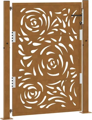 Imagen del producto de Puerta de jardín 100x125 cm de acero corten con diseño de llamas
