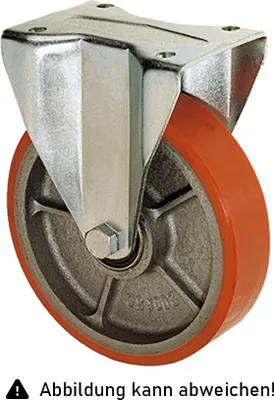 Produktbild von Rollcart Polyurethan- Bockrolle  Ø100x30mm mit 200kg Tragkraft