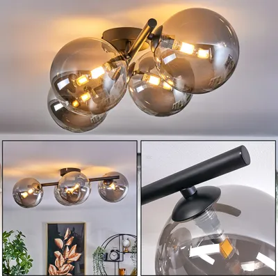 Produktbild von Isorella Deckenlampe aus Metall/Glas in Schwarz/Rauchfarben