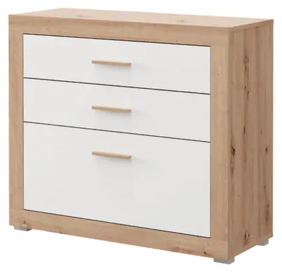 Produktbild von Hampi - Kommode, 90x35x79h cm Weiß, 3 Schubladen