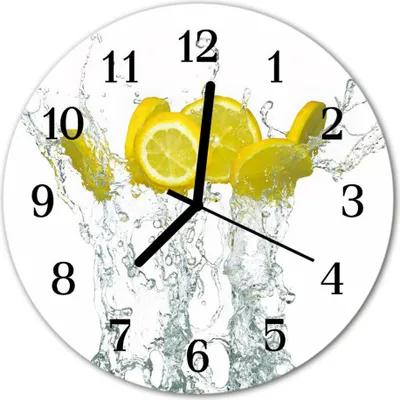 Produktbild von Glasuhr Wanduhr Küchenuhr Echt-Glas 30fi cm Zitronen Wasser gelb