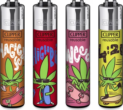 Produktbild von Clipper® Feuerzeuge 4er Set: Weed Bros