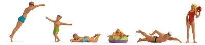 Produktbild von NOCH handkolorierte Figuren Beim Baden für Spur N 1:160, Miniaturfiguren Menschen am Wasser aus Kunststoff für Modellbahn.
